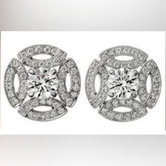 Designer Rhinestone Circle Studs - Picture 4 of 10